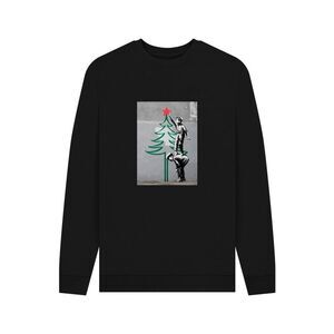 Apoh Unisex Adult Banksy Christmas Tree Sweatshirt / Black